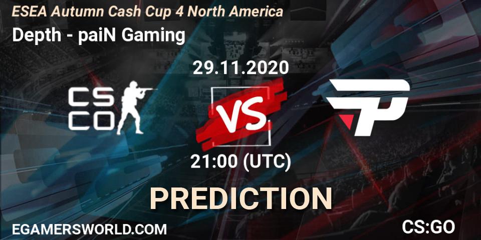 Pronóstico Depth - paiN Gaming. 29.11.2020 at 21:00, Counter-Strike (CS2), ESEA Autumn Cash Cup 4 North America