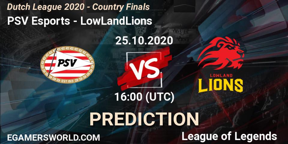 Pronóstico PSV Esports - LowLandLions. 25.10.2020 at 17:03, LoL, Dutch League 2020 - Country Finals
