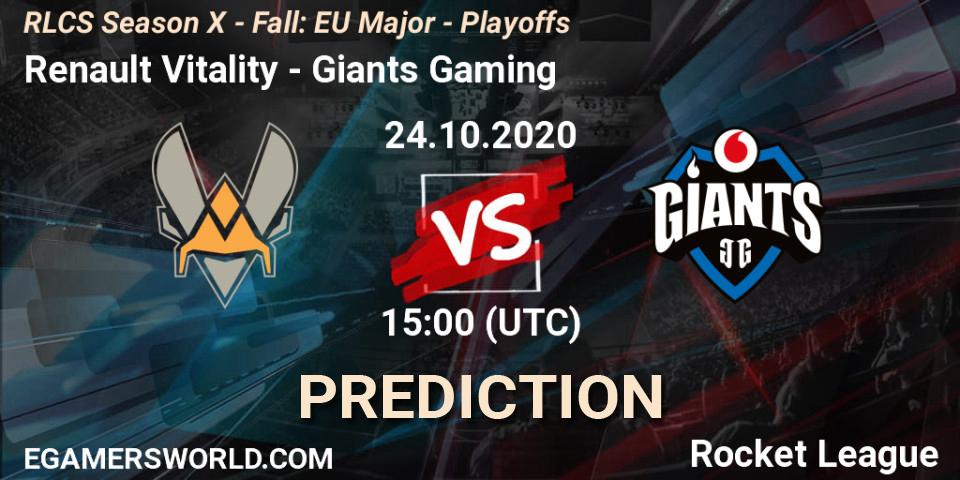 Pronóstico Renault Vitality - Giants Gaming. 24.10.2020 at 15:00, Rocket League, RLCS Season X - Fall: EU Major - Playoffs