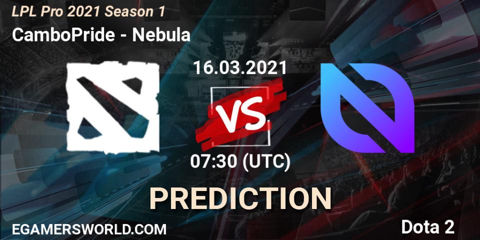 Pronóstico CamboPride - Nebula. 16.03.2021 at 07:34, Dota 2, LPL Pro 2021 Season 1