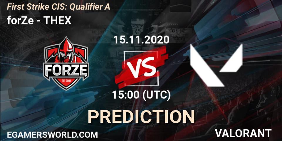 Pronóstico forZe - THEX. 15.11.20, VALORANT, First Strike CIS: Qualifier A
