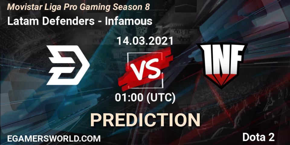 Pronóstico Latam Defenders - Infamous. 15.03.2021 at 01:00, Dota 2, Movistar Liga Pro Gaming Season 8