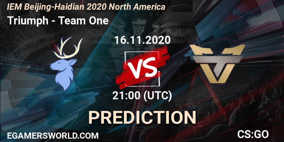 Pronóstico Triumph - Team One. 16.11.2020 at 21:30, Counter-Strike (CS2), IEM Beijing-Haidian 2020 North America