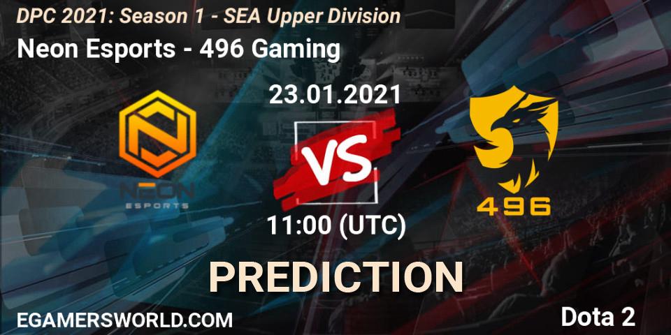 Pronóstico Neon Esports - 496 Gaming. 23.01.2021 at 11:06, Dota 2, DPC 2021: Season 1 - SEA Upper Division