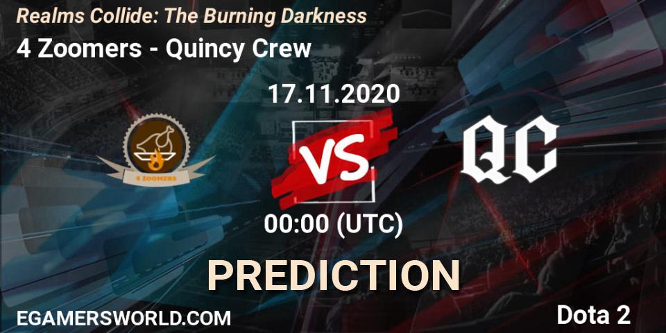 Pronóstico 4 Zoomers - Quincy Crew. 17.11.2020 at 00:28, Dota 2, Realms Collide: The Burning Darkness