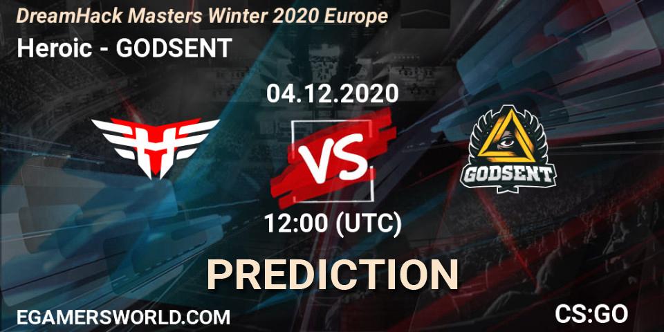 Pronóstico Heroic - GODSENT. 04.12.2020 at 12:00, Counter-Strike (CS2), DreamHack Masters Winter 2020 Europe