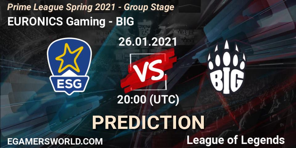 Pronóstico EURONICS Gaming - BIG. 26.01.2021 at 20:00, LoL, Prime League Spring 2021 - Group Stage