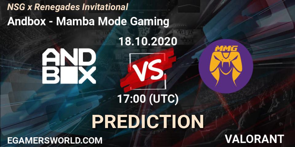 Pronóstico Andbox - Mamba Mode Gaming. 18.10.2020 at 17:00, VALORANT, NSG x Renegades Invitational