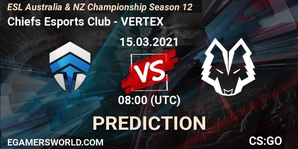 Pronóstico Chiefs Esports Club - VERTEX. 15.03.2021 at 08:00, Counter-Strike (CS2), ESL Australia & NZ Championship Season 12