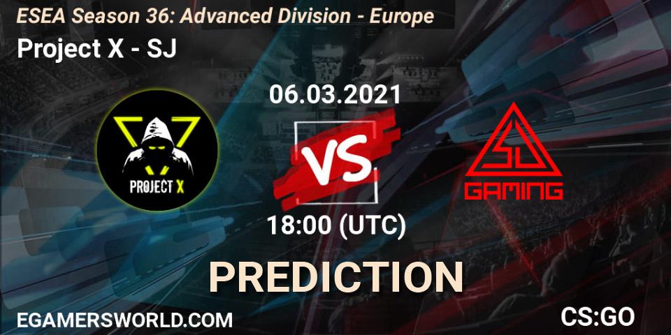 Pronóstico Project X - SJ. 06.03.2021 at 18:00, Counter-Strike (CS2), ESEA Season 36: Europe - Advanced Division