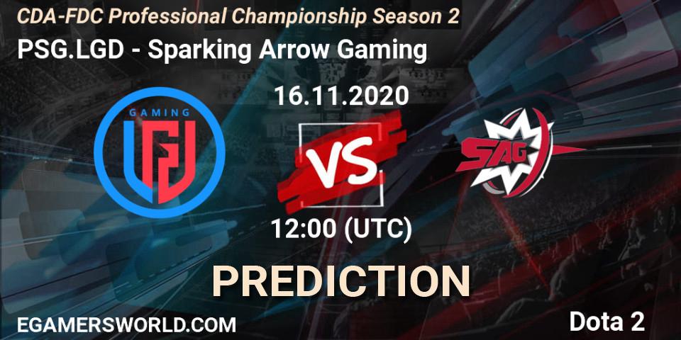 Pronóstico PSG.LGD - Sparking Arrow Gaming. 16.11.2020 at 12:53, Dota 2, CDA-FDC Professional Championship Season 2