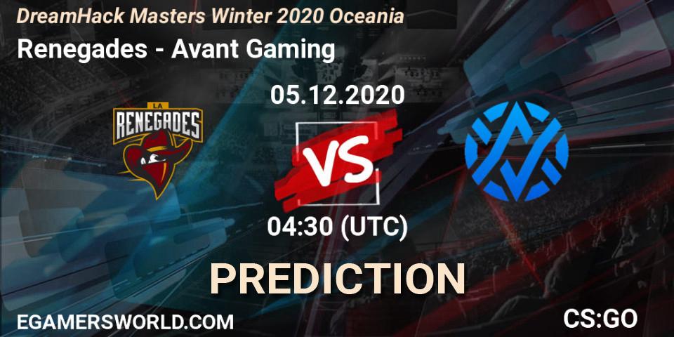 Pronóstico Renegades - Avant Gaming. 05.12.20, CS2 (CS:GO), DreamHack Masters Winter 2020 Oceania