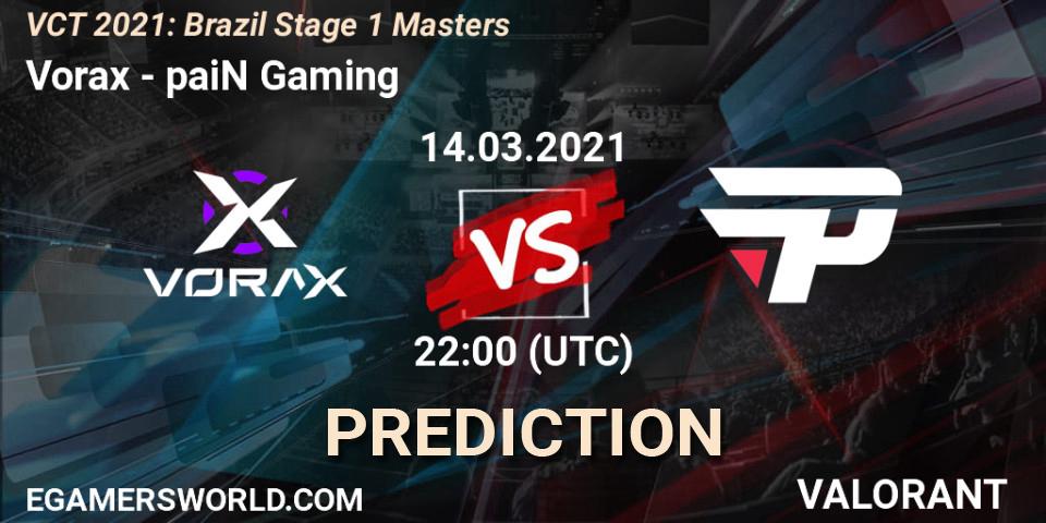 Pronóstico Vorax - paiN Gaming. 14.03.2021 at 22:00, VALORANT, VCT 2021: Brazil Stage 1 Masters