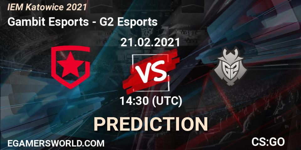 Pronóstico Gambit Esports - G2 Esports. 21.02.2021 at 14:30, Counter-Strike (CS2), IEM Katowice 2021