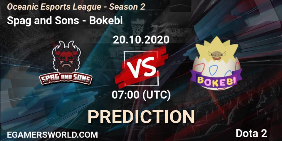 Pronóstico Spag and Sons - Bokebi. 20.10.2020 at 07:01, Dota 2, Oceanic Esports League - Season 2