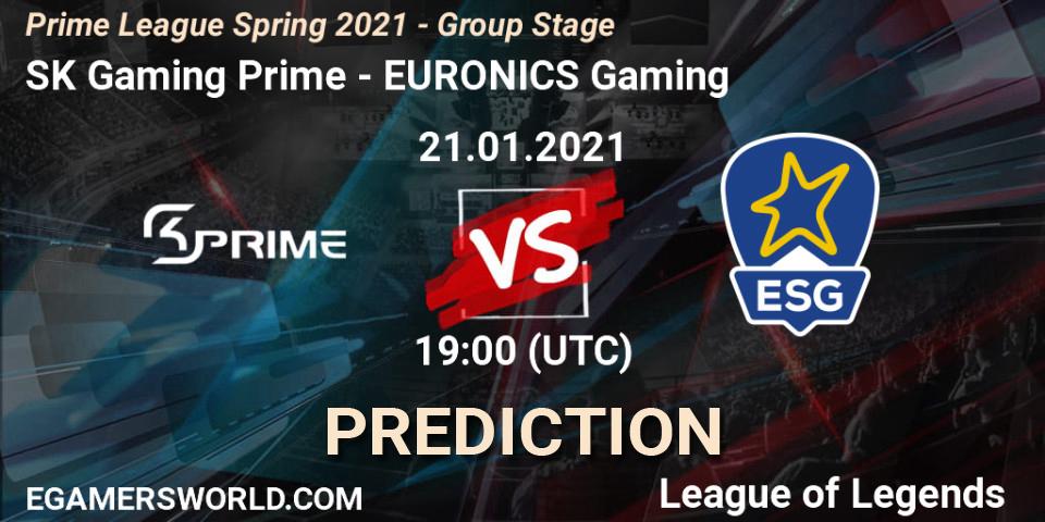 Pronóstico SK Gaming Prime - EURONICS Gaming. 21.01.2021 at 19:00, LoL, Prime League Spring 2021 - Group Stage