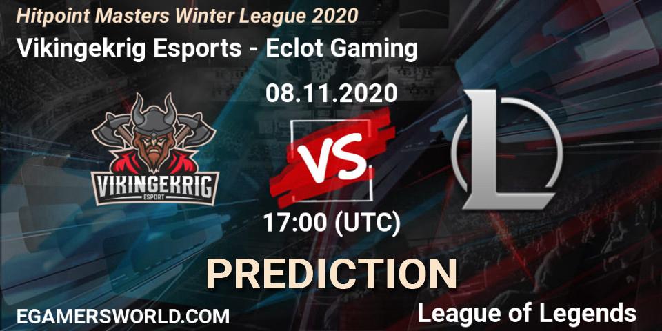 Pronóstico Vikingekrig Esports - Eclot Gaming. 08.11.2020 at 16:45, LoL, Hitpoint Masters Winter League 2020