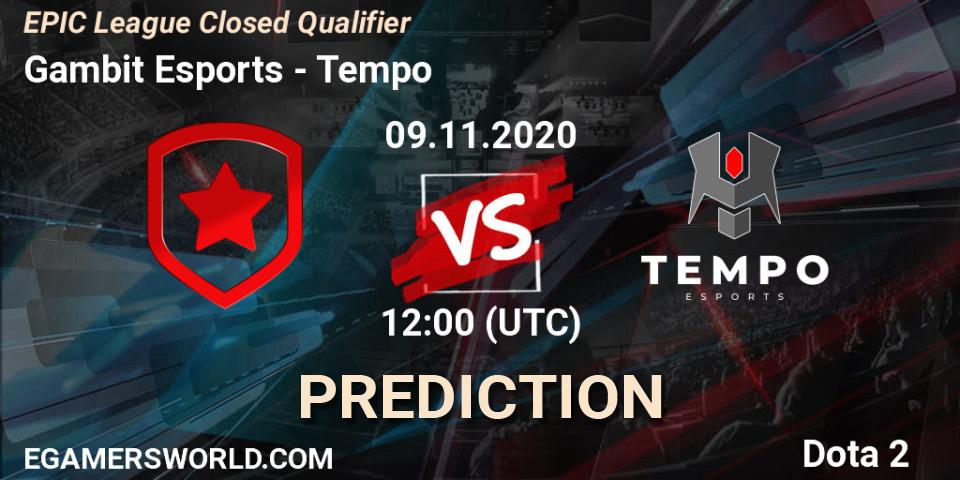 Pronóstico Gambit Esports - Tempo. 09.11.2020 at 12:43, Dota 2, EPIC League Closed Qualifier