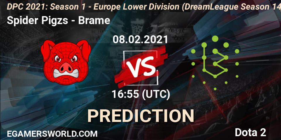 Pronóstico Spider Pigzs - Brame. 08.02.2021 at 17:09, Dota 2, DPC 2021: Season 1 - Europe Lower Division (DreamLeague Season 14)