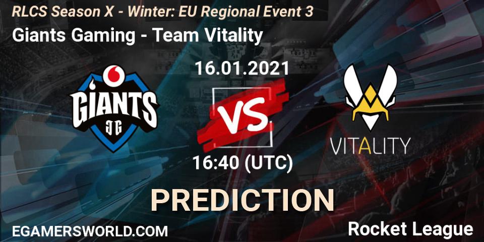 Pronóstico Giants Gaming - Team Vitality. 16.01.2021 at 17:40, Rocket League, RLCS Season X - Winter: EU Regional Event 3