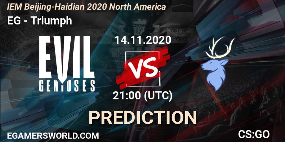 Pronóstico EG - Triumph. 14.11.2020 at 21:10, Counter-Strike (CS2), IEM Beijing-Haidian 2020 North America