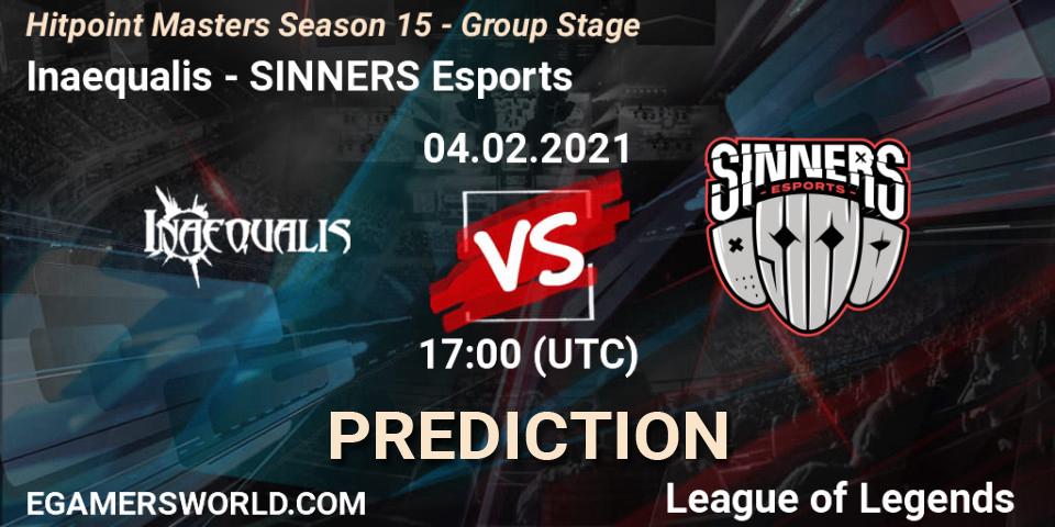 Pronóstico Inaequalis - SINNERS Esports. 04.02.2021 at 17:00, LoL, Hitpoint Masters Season 15 - Group Stage