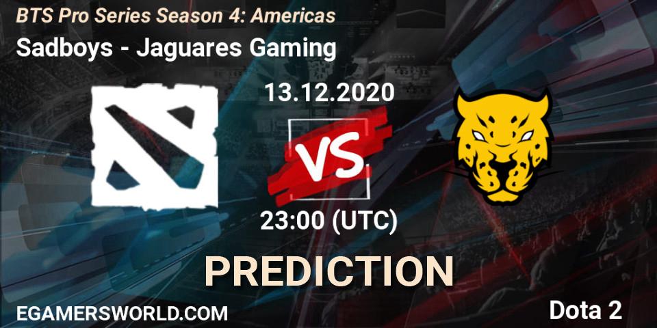 Pronóstico Sadboys - Jaguares Gaming. 13.12.2020 at 23:16, Dota 2, BTS Pro Series Season 4: Americas