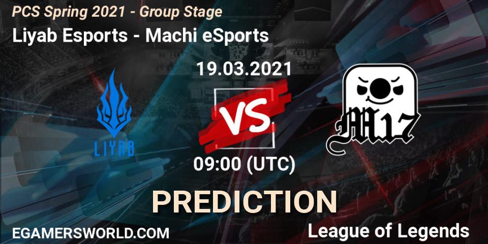 Pronóstico Liyab Esports - Machi eSports. 19.03.2021 at 09:00, LoL, PCS Spring 2021 - Group Stage