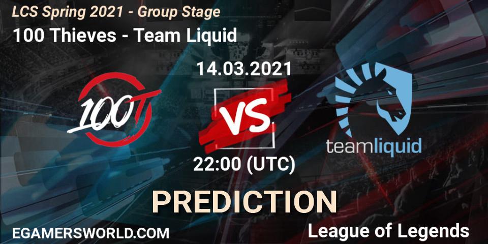 Pronóstico 100 Thieves - Team Liquid. 14.03.21, LoL, LCS Spring 2021 - Group Stage