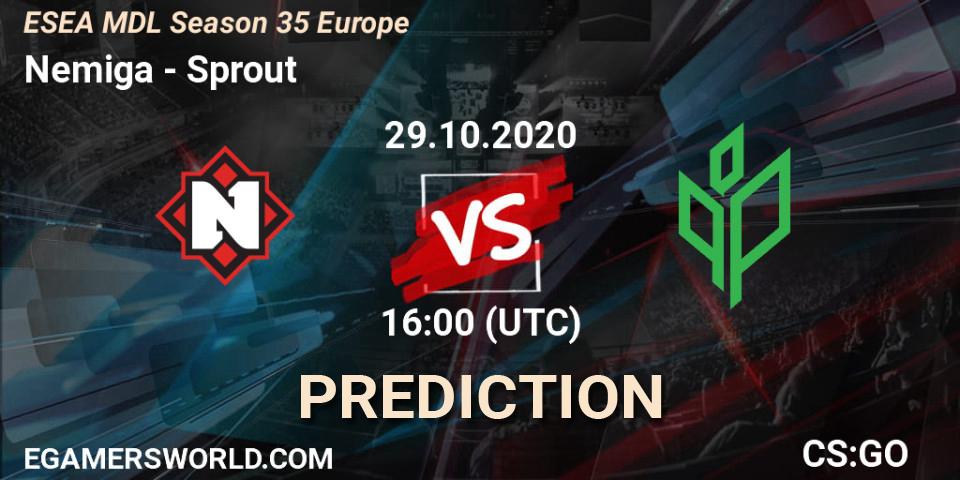 Pronóstico Nemiga - Sprout. 29.10.2020 at 16:30, Counter-Strike (CS2), ESEA MDL Season 35 Europe