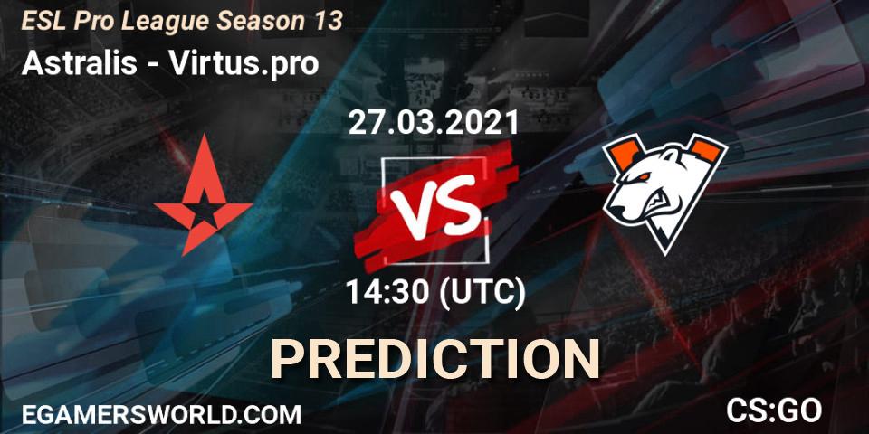 Pronóstico Astralis - Virtus.pro. 27.03.2021 at 14:30, Counter-Strike (CS2), ESL Pro League Season 13