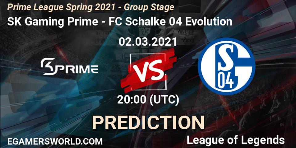 Pronóstico SK Gaming Prime - FC Schalke 04 Evolution. 02.03.2021 at 20:00, LoL, Prime League Spring 2021 - Group Stage