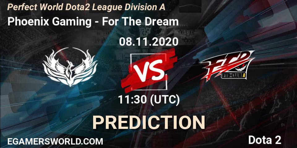 Pronóstico Phoenix Gaming - For The Dream. 08.11.20, Dota 2, Perfect World Dota2 League Division A