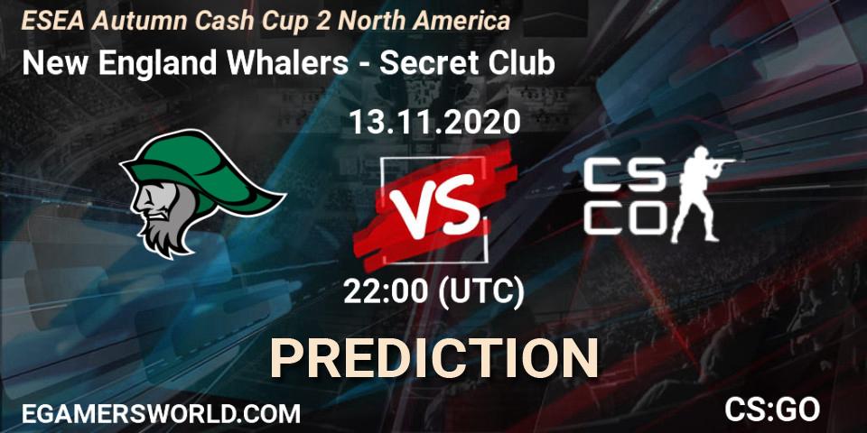 Pronóstico New England Whalers - Secret Club. 13.11.2020 at 23:30, Counter-Strike (CS2), ESEA Autumn Cash Cup 2 North America