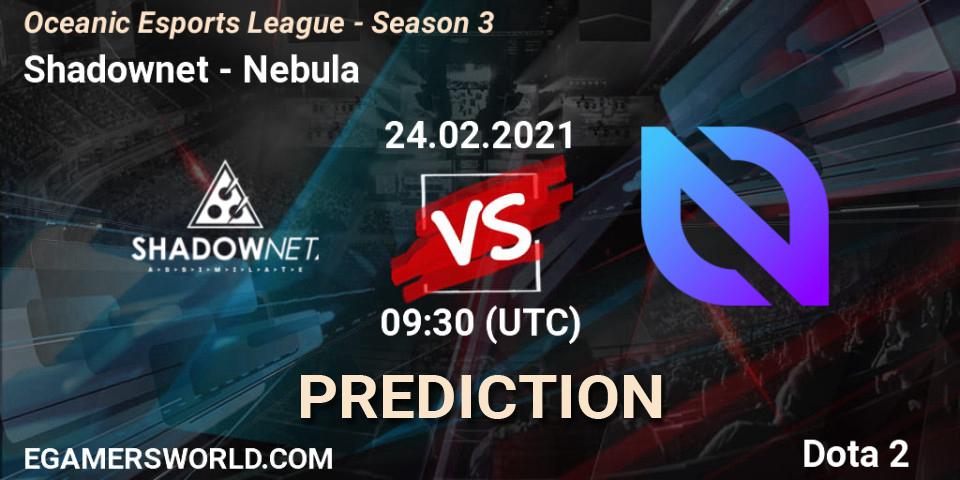 Pronóstico Shadownet - Nebula. 24.02.2021 at 09:31, Dota 2, Oceanic Esports League - Season 3