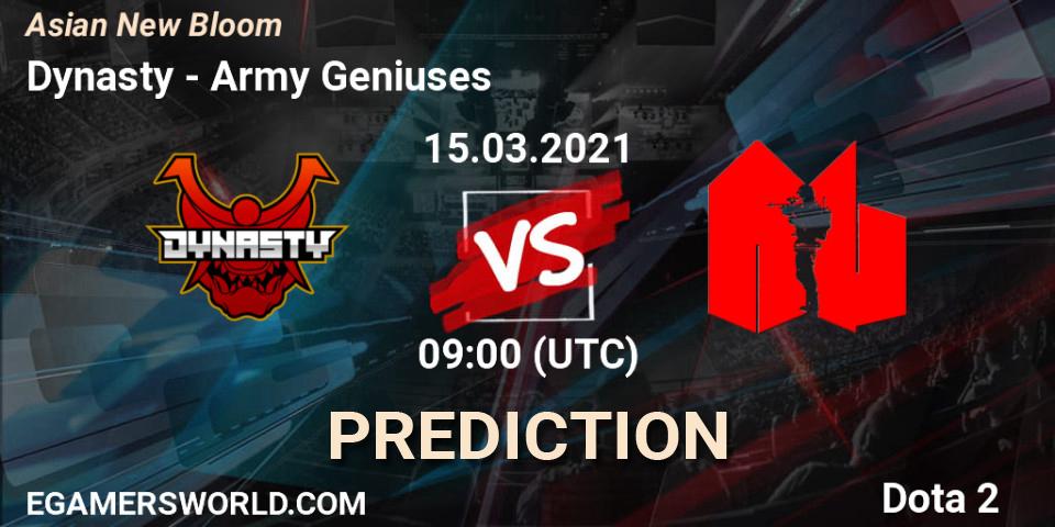 Pronóstico Dynasty - Army Geniuses. 15.03.2021 at 09:35, Dota 2, Asian New Bloom