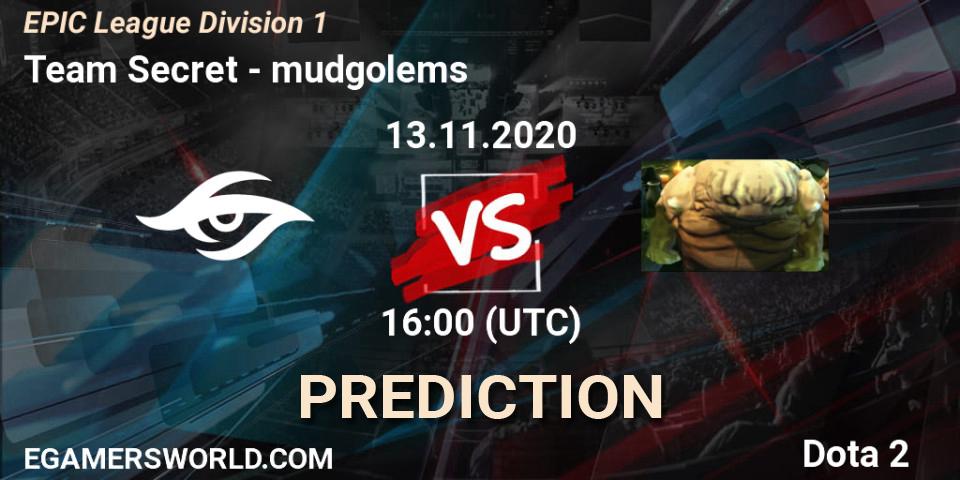Pronóstico Team Secret - mudgolems. 13.11.2020 at 16:54, Dota 2, EPIC League Division 1