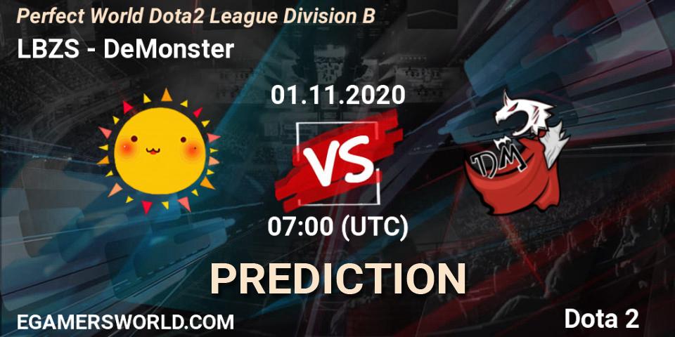 Pronóstico LBZS - DeMonster. 01.11.2020 at 07:00, Dota 2, Perfect World Dota2 League Division B