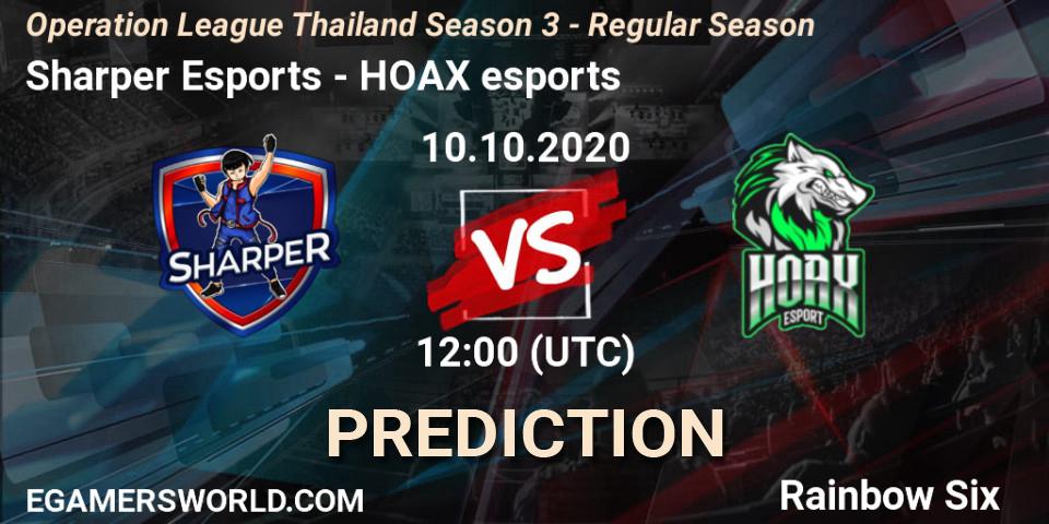 Pronóstico Sharper Esports - HOAX esports. 10.10.2020 at 12:00, Rainbow Six, Operation League Thailand Season 3 - Regular Season