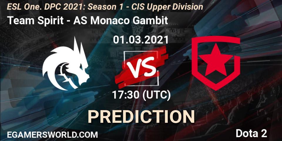 Pronóstico Team Spirit - AS Monaco Gambit. 28.02.21, Dota 2, ESL One. DPC 2021: Season 1 - CIS Upper Division