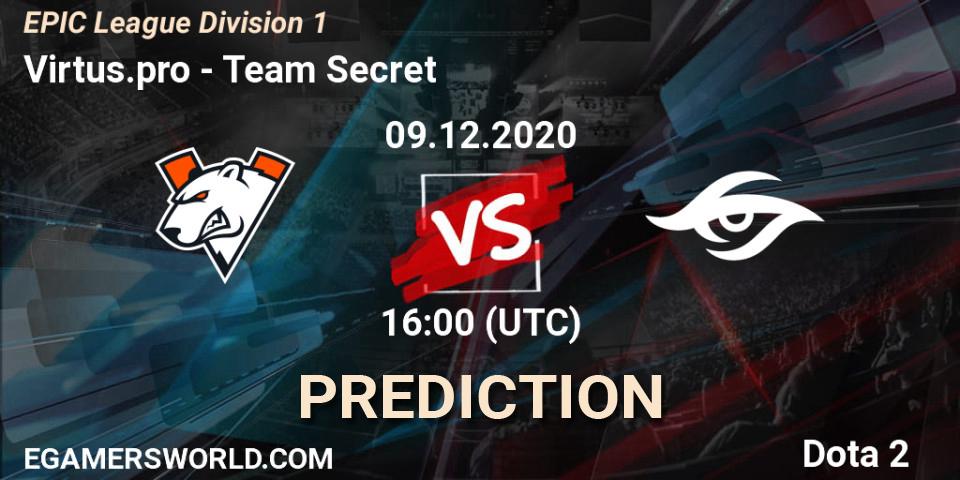 Pronóstico Virtus.pro - Team Secret. 09.12.2020 at 16:02, Dota 2, EPIC League Division 1