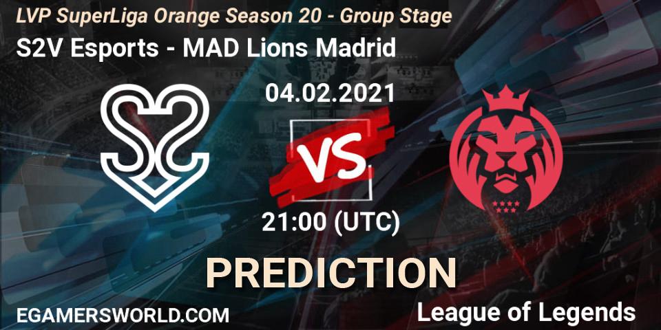 Pronóstico S2V Esports - MAD Lions Madrid. 04.02.21, LoL, LVP SuperLiga Orange Season 20 - Group Stage