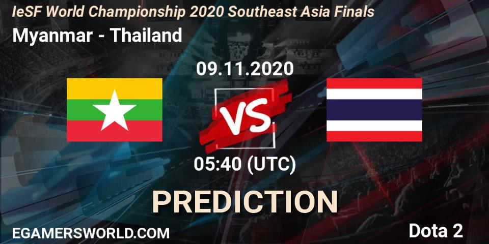 Pronóstico Myanmar - Thailand. 09.11.2020 at 05:40, Dota 2, IeSF World Championship 2020 Southeast Asia Finals