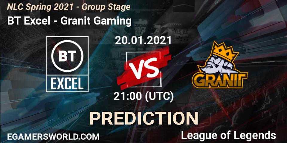 Pronóstico BT Excel - Granit Gaming. 20.01.2021 at 21:00, LoL, NLC Spring 2021 - Group Stage