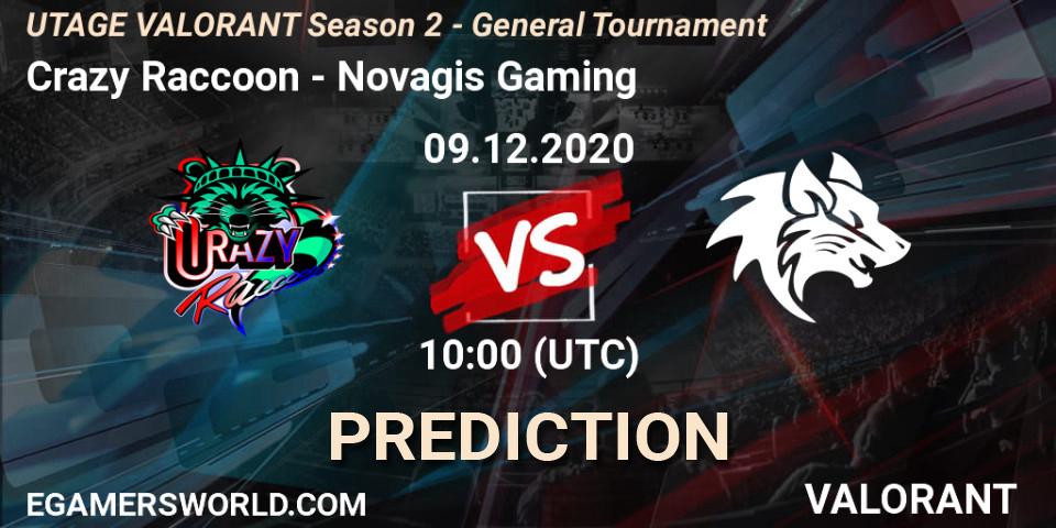 Pronóstico Crazy Raccoon - Novagis Gaming. 09.12.2020 at 13:00, VALORANT, UTAGE VALORANT Season 2 - General Tournament
