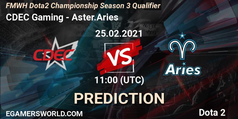 Pronóstico CDEC Gaming - Aster.Aries. 25.02.2021 at 10:53, Dota 2, FMWH Dota2 Championship Season 3 Qualifier