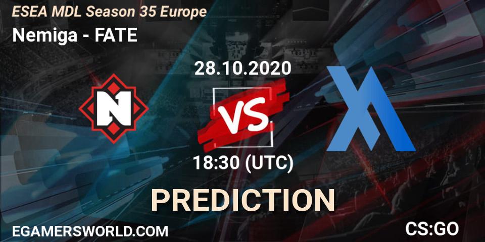 Pronóstico Nemiga - FATE. 28.10.2020 at 18:30, Counter-Strike (CS2), ESEA MDL Season 35 Europe