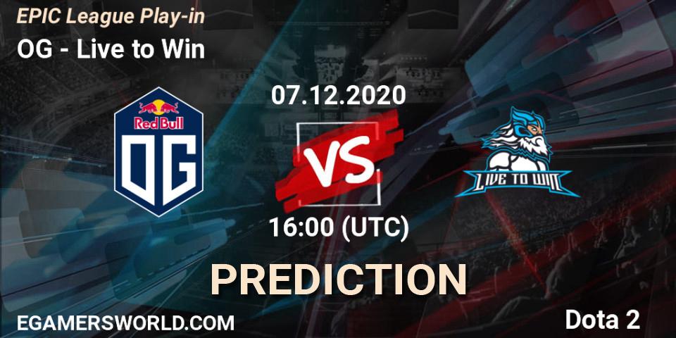 Pronóstico OG - Live to Win. 07.12.2020 at 16:00, Dota 2, EPIC League Play-in