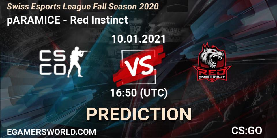 Pronóstico pARAMICE - Red Instinct. 10.01.2021 at 16:50, Counter-Strike (CS2), Swiss Esports League Fall Season 2020