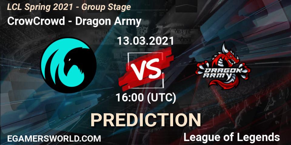 Pronóstico CrowCrowd - Dragon Army. 13.03.2021 at 16:00, LoL, LCL Spring 2021 - Group Stage